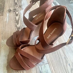 Gianni Bini Tan Strappy Wedges